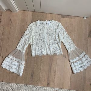 Cream Lace Long Sleeve Crop Top ✨